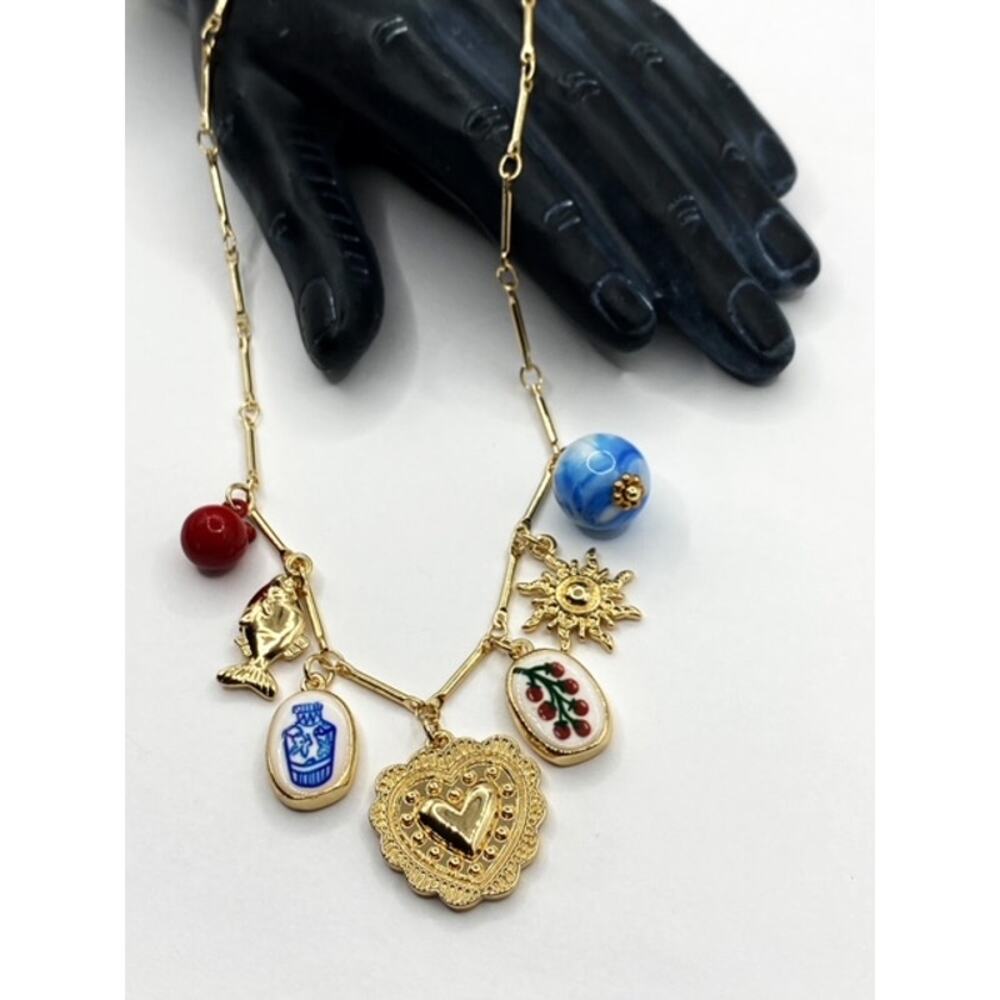 NEW Keepsakes & Tokens Ceramic Charm Layering Necklace